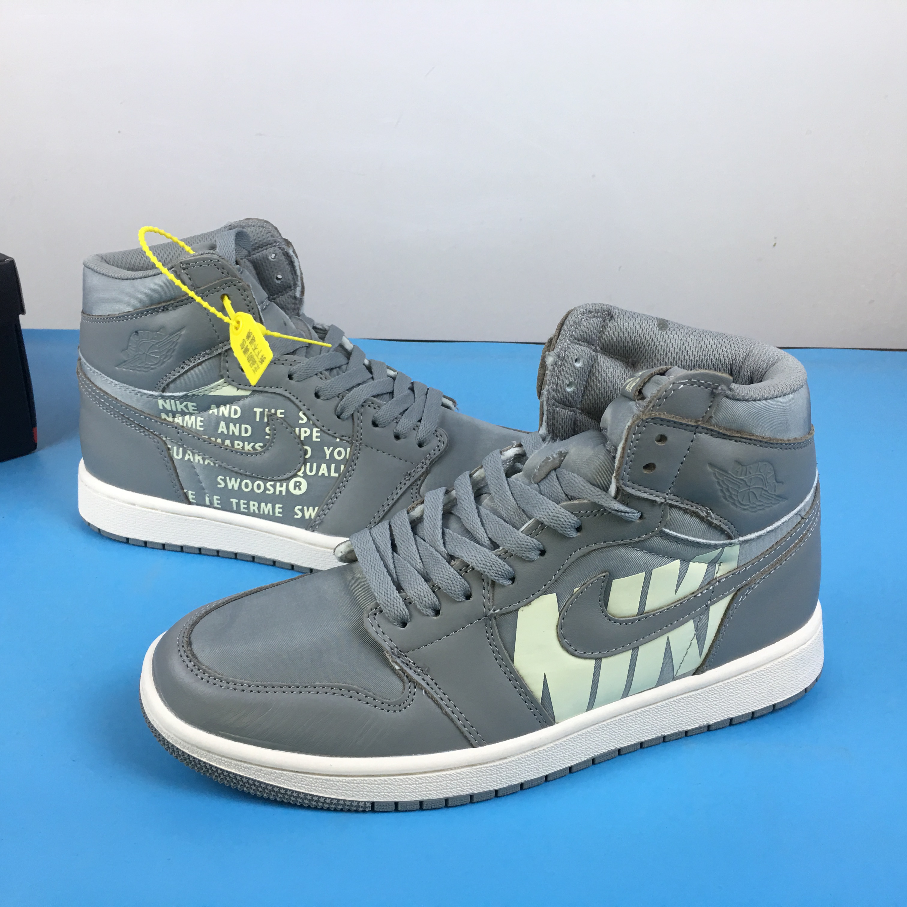 Air Jordan 1 OFF-WHITE x Nike Grey White - Click Image to Close